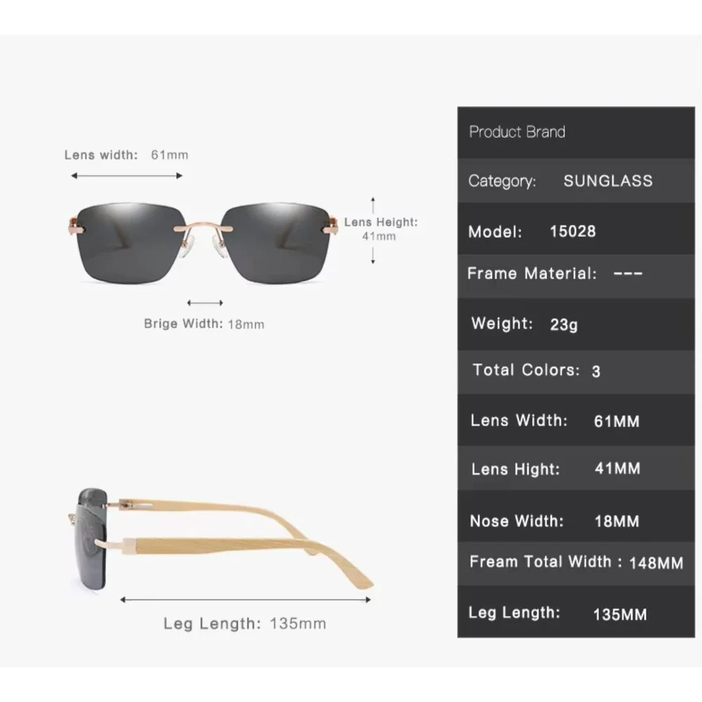 Sunglasses Men Dark Black Lens Driving Fishing Wood Frame Street Designer HipHop
